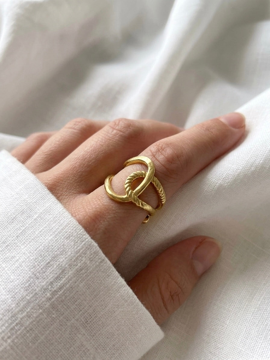 Antitarnish Gold Adjustable Ring