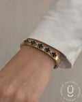 Anti-Tarnish Gold Black Clover Open Bangle Size Medium