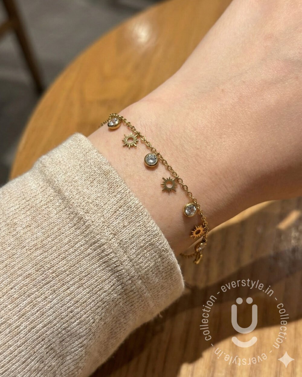 Anti-Tarnish Gold White Stone Bracelet