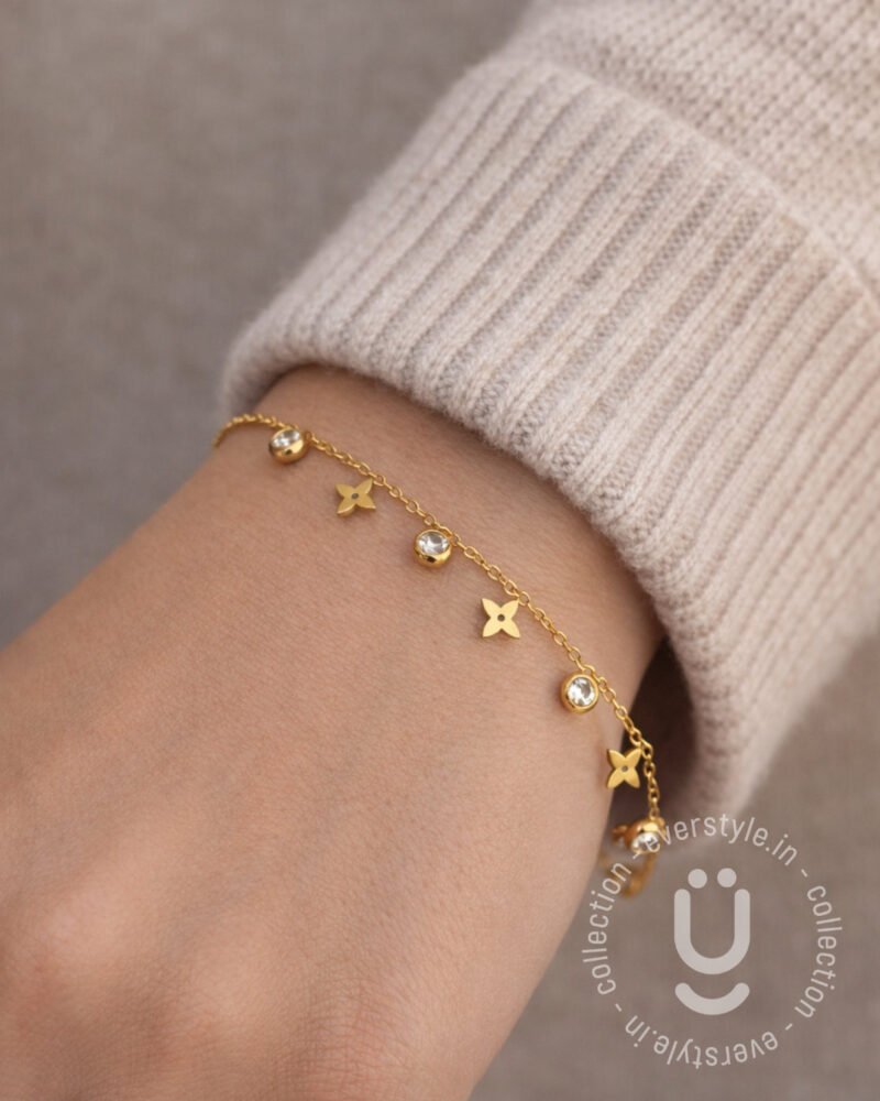 Anti-Tarnish Gold White Stone Bracelet