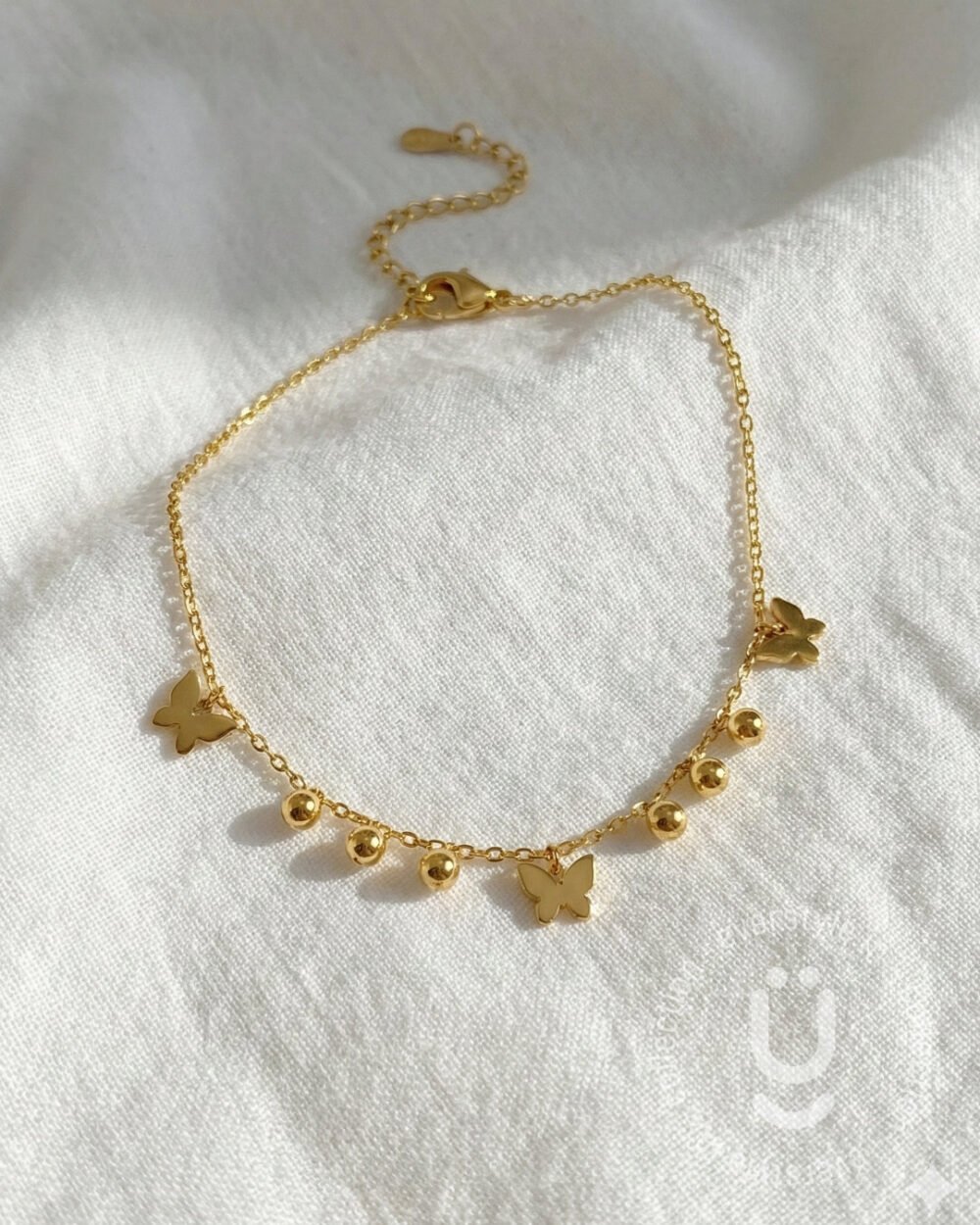 Anti-Tarnish Gold Butterfly Charm Bracelet