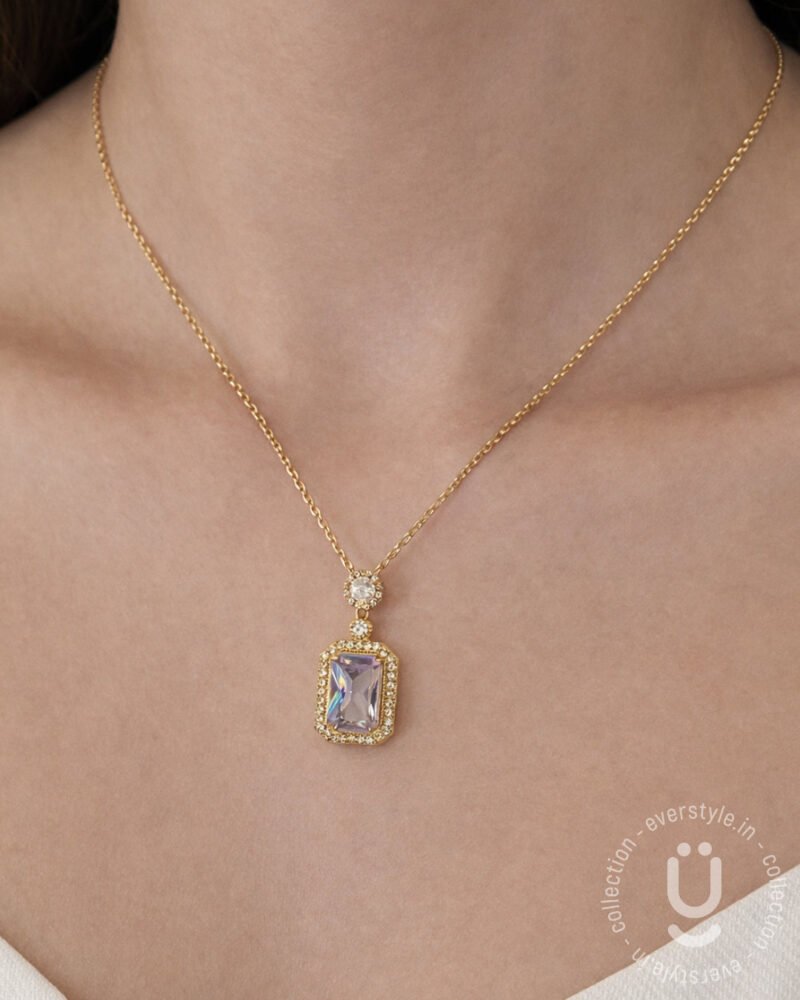 Anti-Tarnish Gold White Stone Necklace