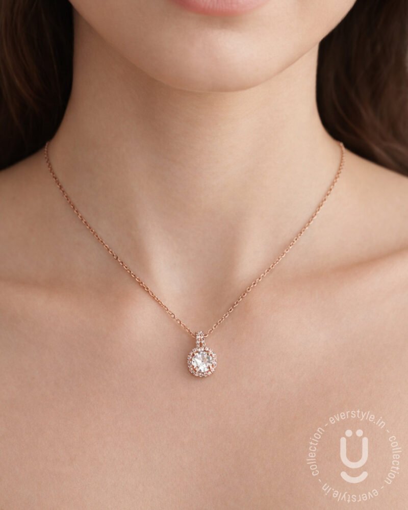 Anti-Tarnish Rose Gold White Stone Necklace
