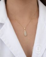 Anti-Tarnish Gold White Stone Necklace