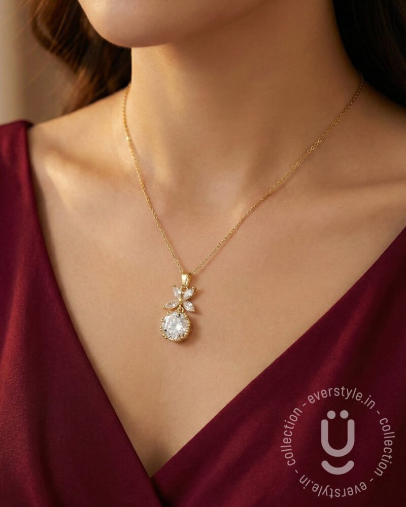 Anti-Tarnish Gold White Stone Necklace