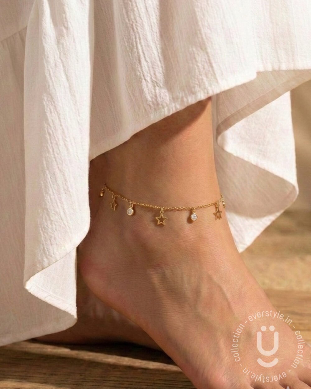 Anti-Tarnish Gold Anklet Pair With Adjustable Size