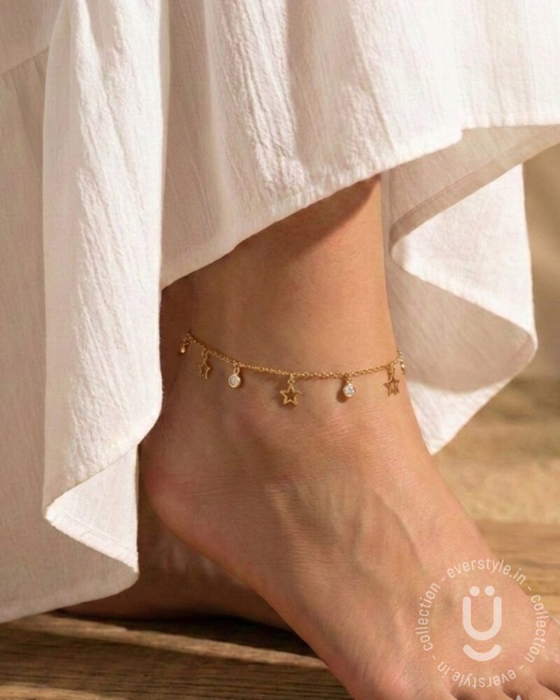 Anti-Tarnish Gold Anklet Pair With Adjustable Size