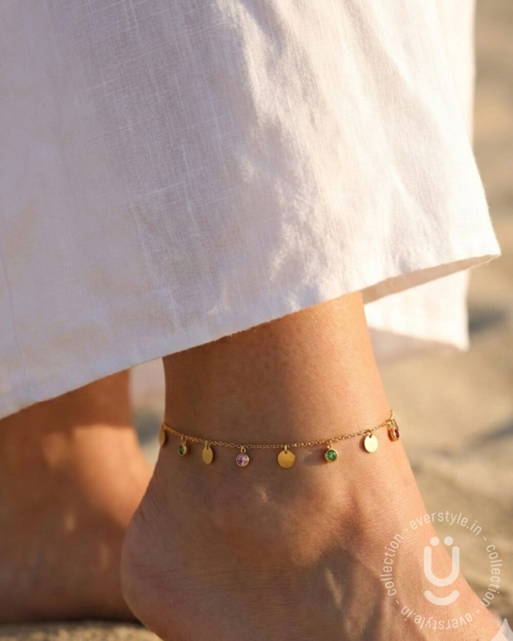 Anti-Tarnish Gold Anklet Pair With Adjustable Size