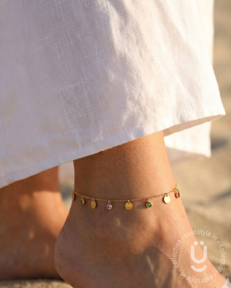 Anti-Tarnish Gold Anklet Pair With Adjustable Size