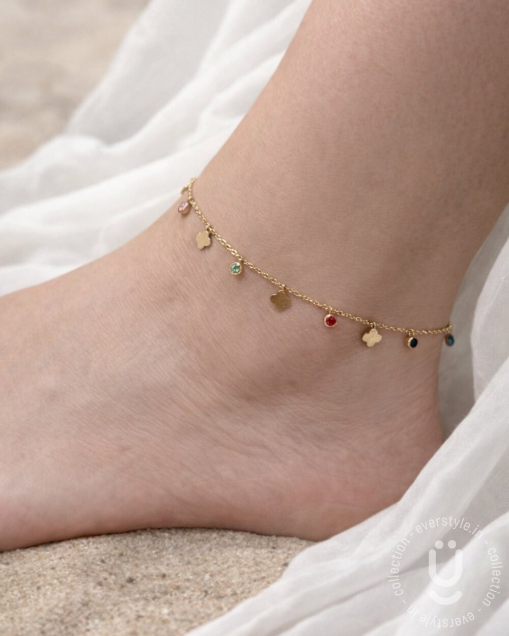 Anti-Tarnish Gold Anklet Pair With Adjustable Size