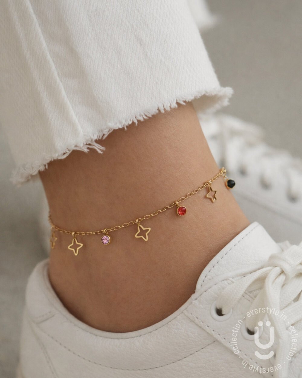 Anti-Tarnish Gold Anklet Pair With Adjustable Size