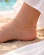 Anti-Tarnish Silver Gold Anklet Pair With Adjustable Size