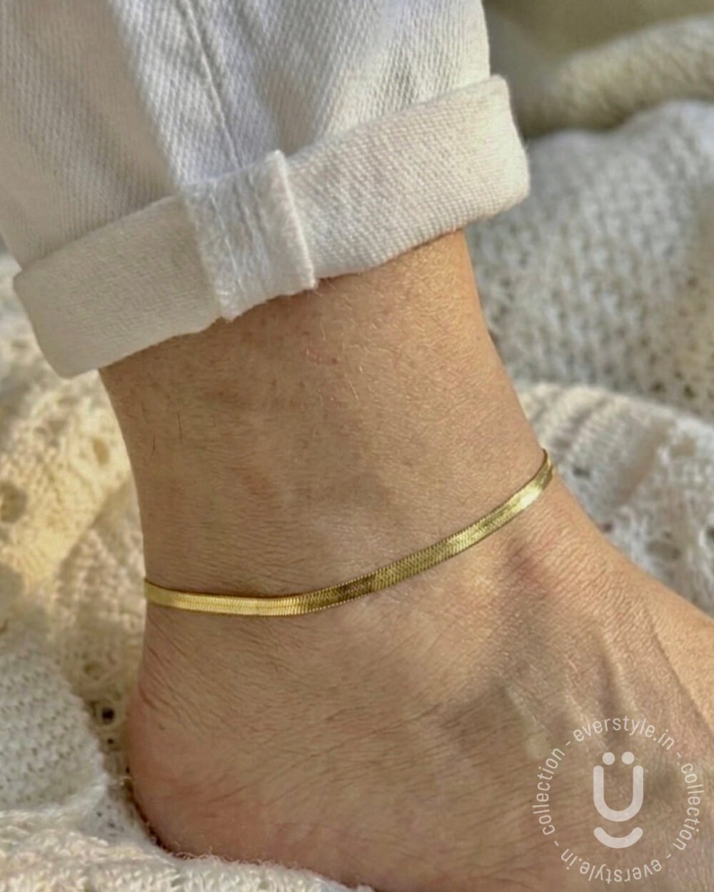 Anti-Tarnish Gold Anklet Pair With Adjustable Size