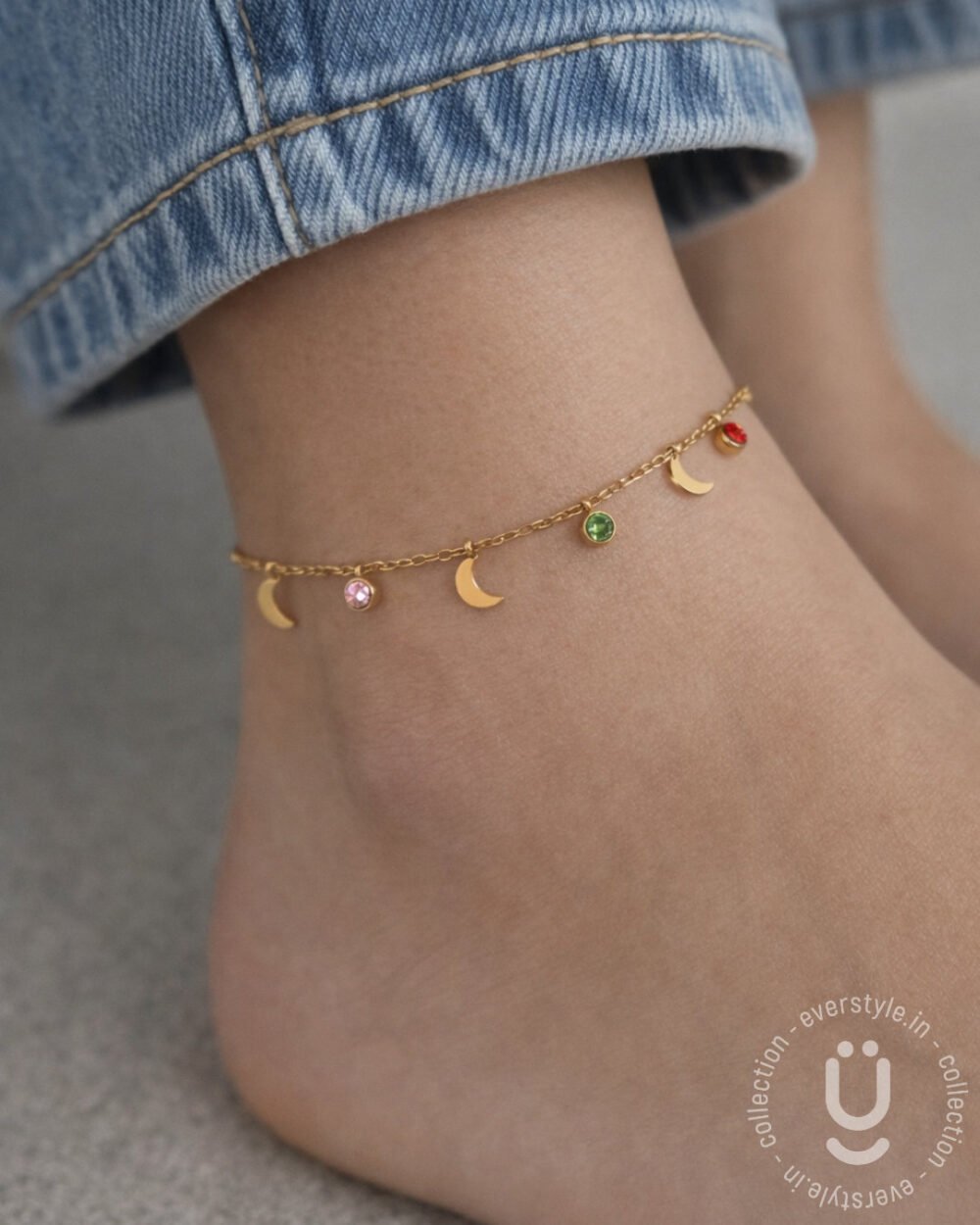 Anti-Tarnish Gold Anklet Pair With Adjustable Size