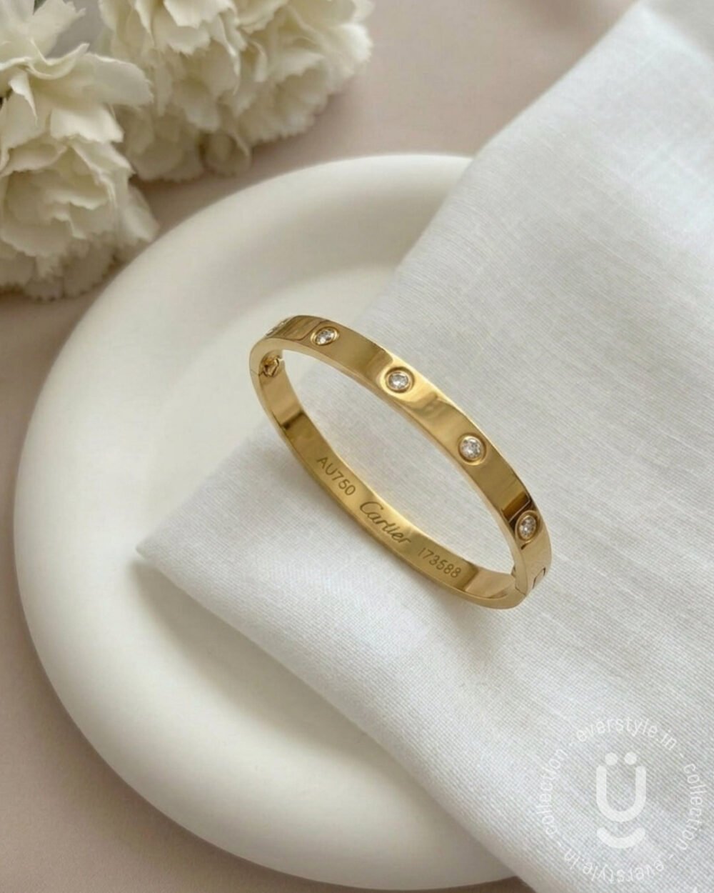 Anti-Tarnish Gold Open Bangle Size Medium
