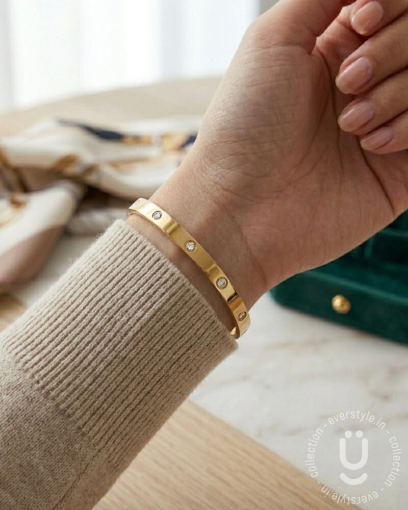 Anti-Tarnish Gold Open Bangle Size Medium