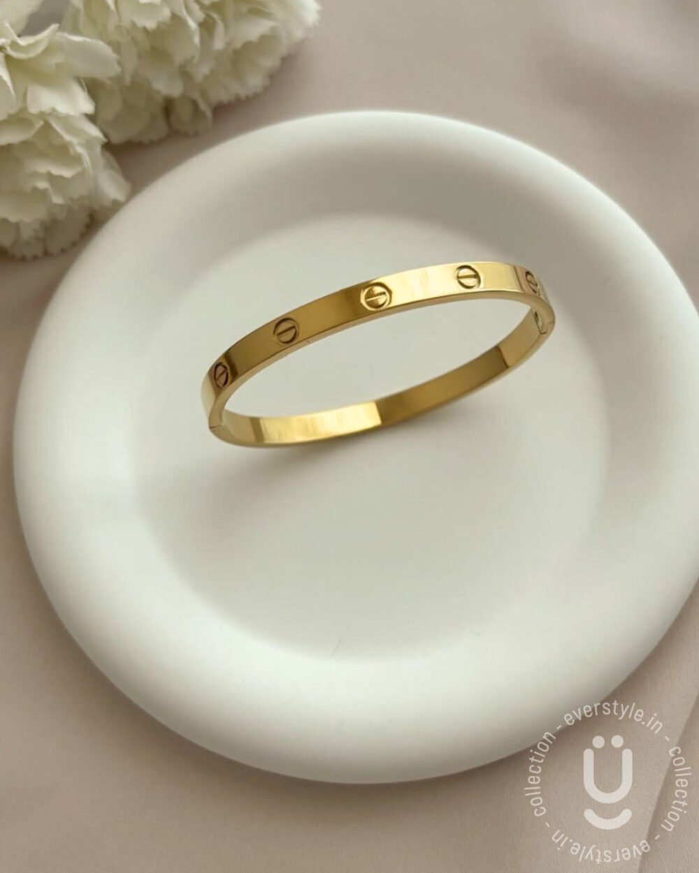 Anti-Tarnish Gold Open Bangle Size Medium