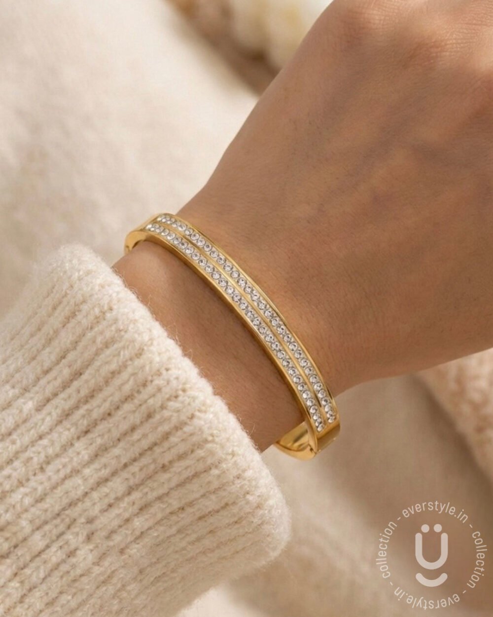 Anti-Tarnish Gold Open Bangle Size Small