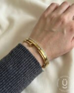 Anti-Tarnish Gold Open Bangle Size Small