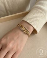 Anti-Tarnish Gold Open Bangle Size Medium