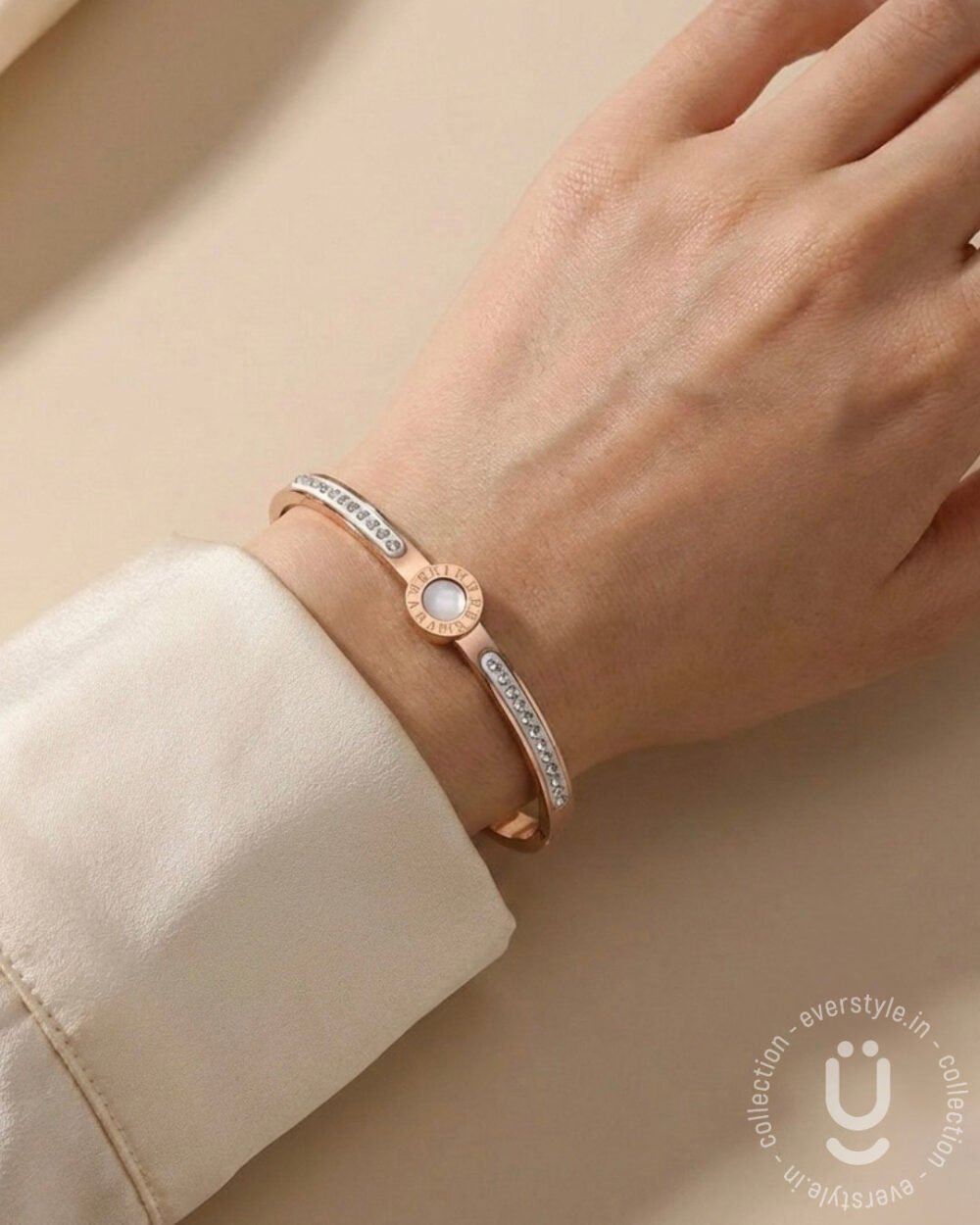 Anti-Tarnish Rose Gold Open Bangle Size Small