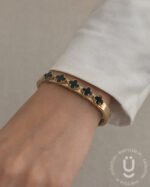 Anti-Tarnish Gold Black Clover Open Bangle Size Medium