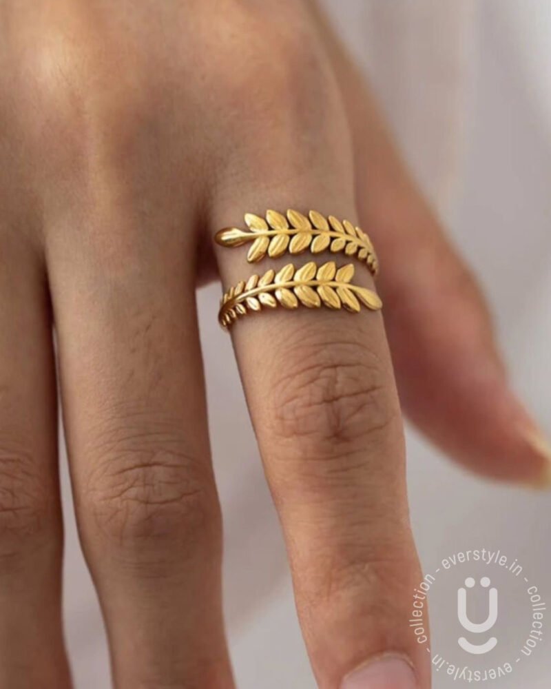 Anti-Tarnish Gold Finger Ring With Adjustable Size