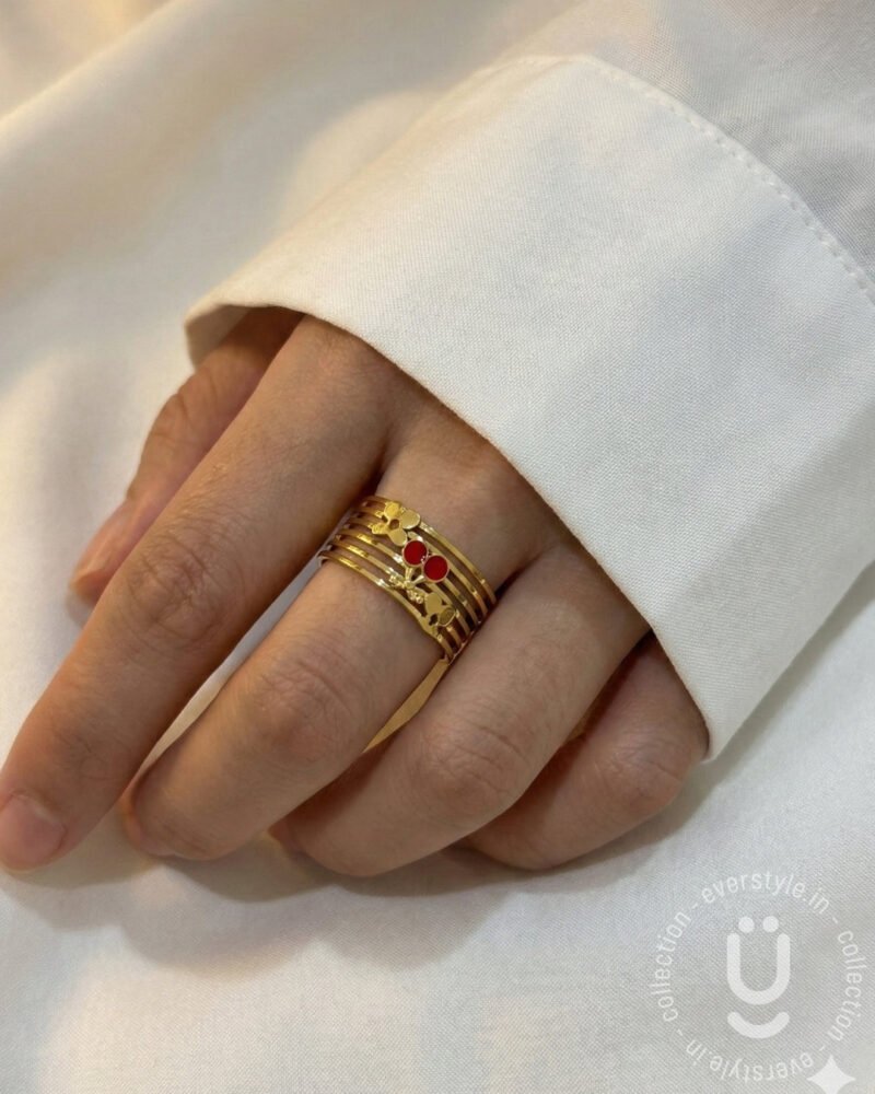 Anti-Tarnish Gold Finger Ring With Adjustable Size