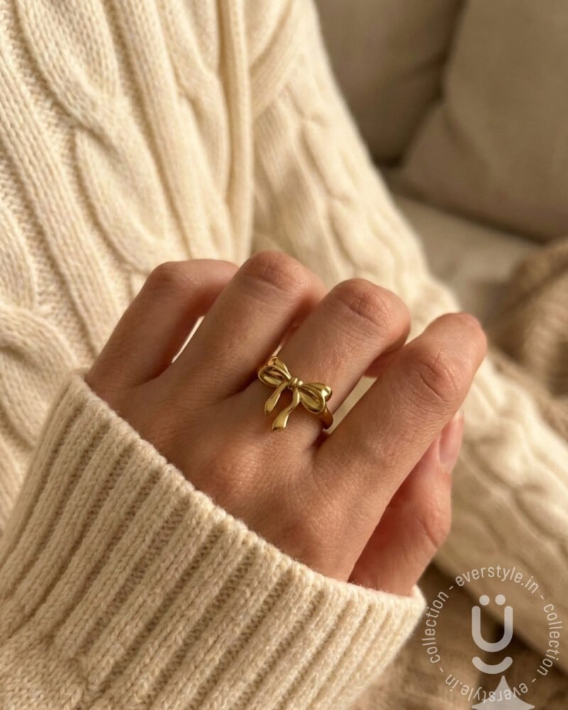 Anti-Tarnish Gold Finger Ring With Adjustable Size