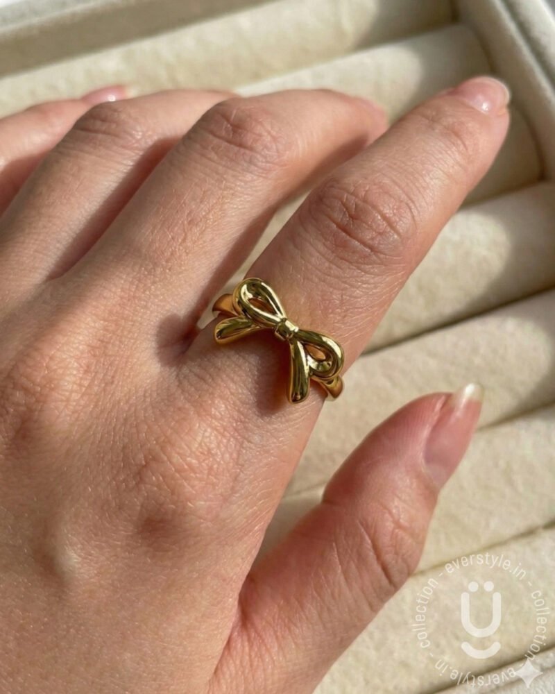 Anti-Tarnish Gold Finger Ring With Adjustable Size