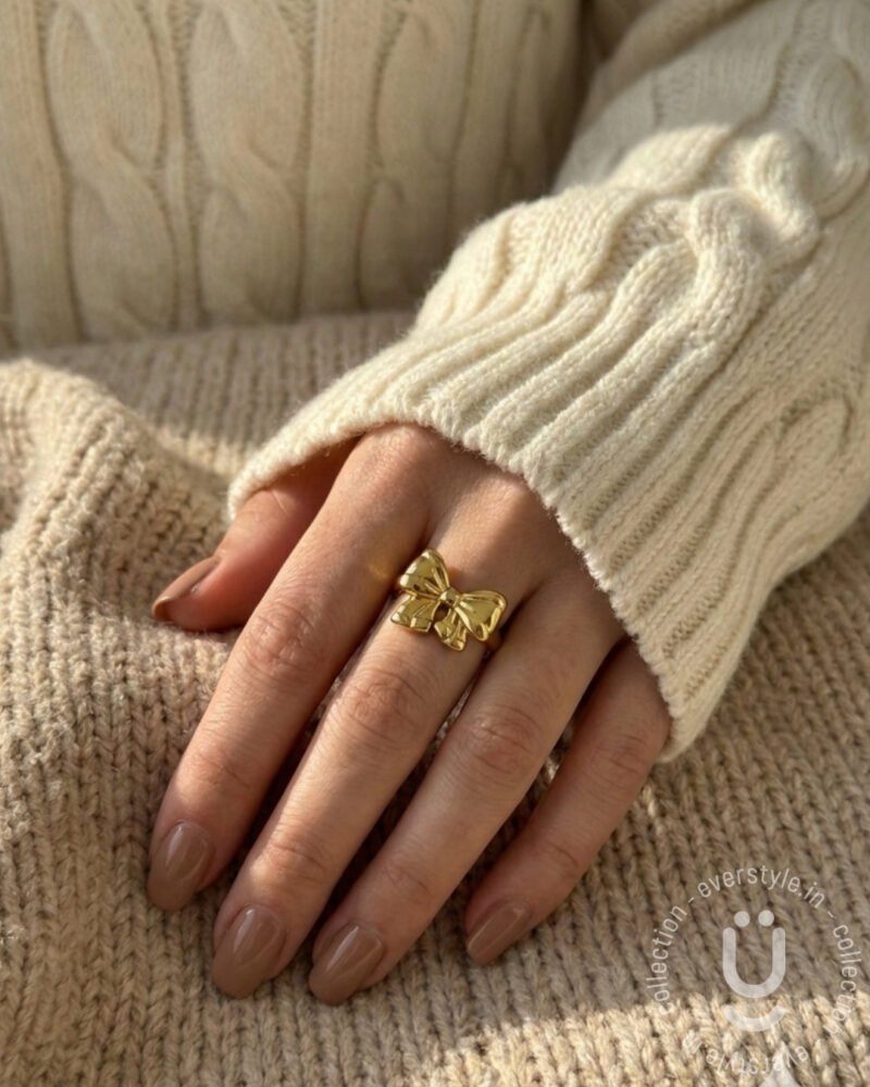 Anti-Tarnish Gold Finger Ring With Adjustable Size