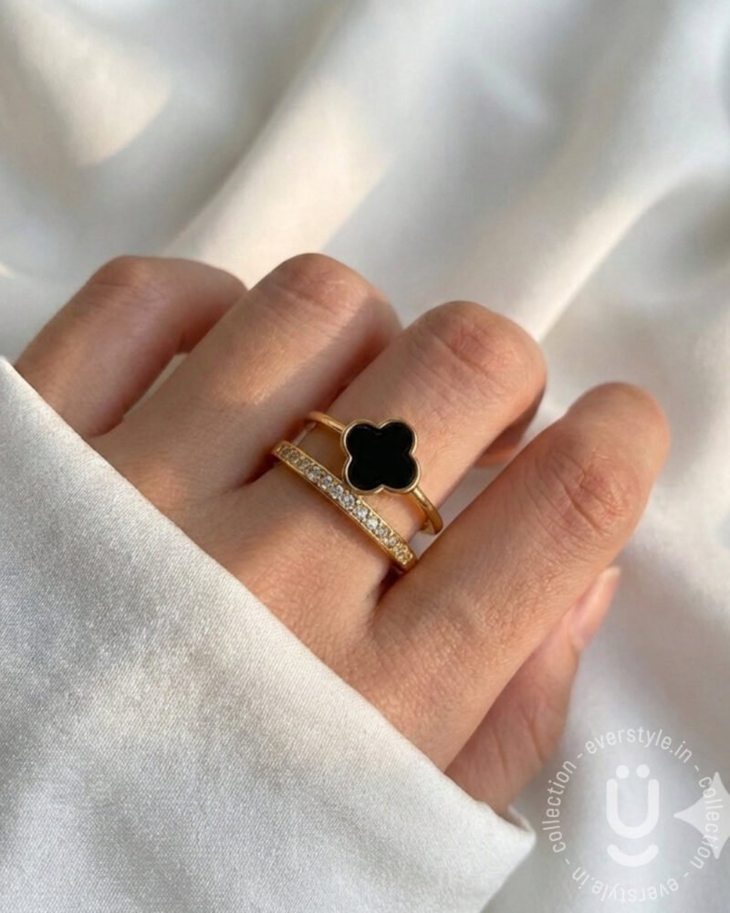Anti-Tarnish Gold Finger Ring With Adjustable Size