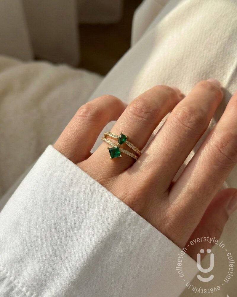 Anti-Tarnish Gold Finger Ring With Adjustable Size