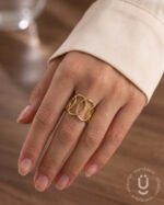 Anti-Tarnish Gold Finger Ring With Adjustable Size