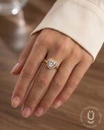 Anti-Tarnish Gold Stone Heart Finger Ring With Adjustable Size