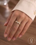 Anti-Tarnish Gold Heart Stone Finger Ring With Adjustable Size