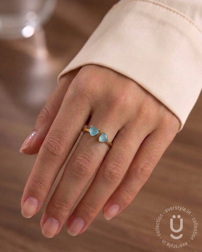 Anti-Tarnish Gold Stone Finger Ring With Adjustable Size