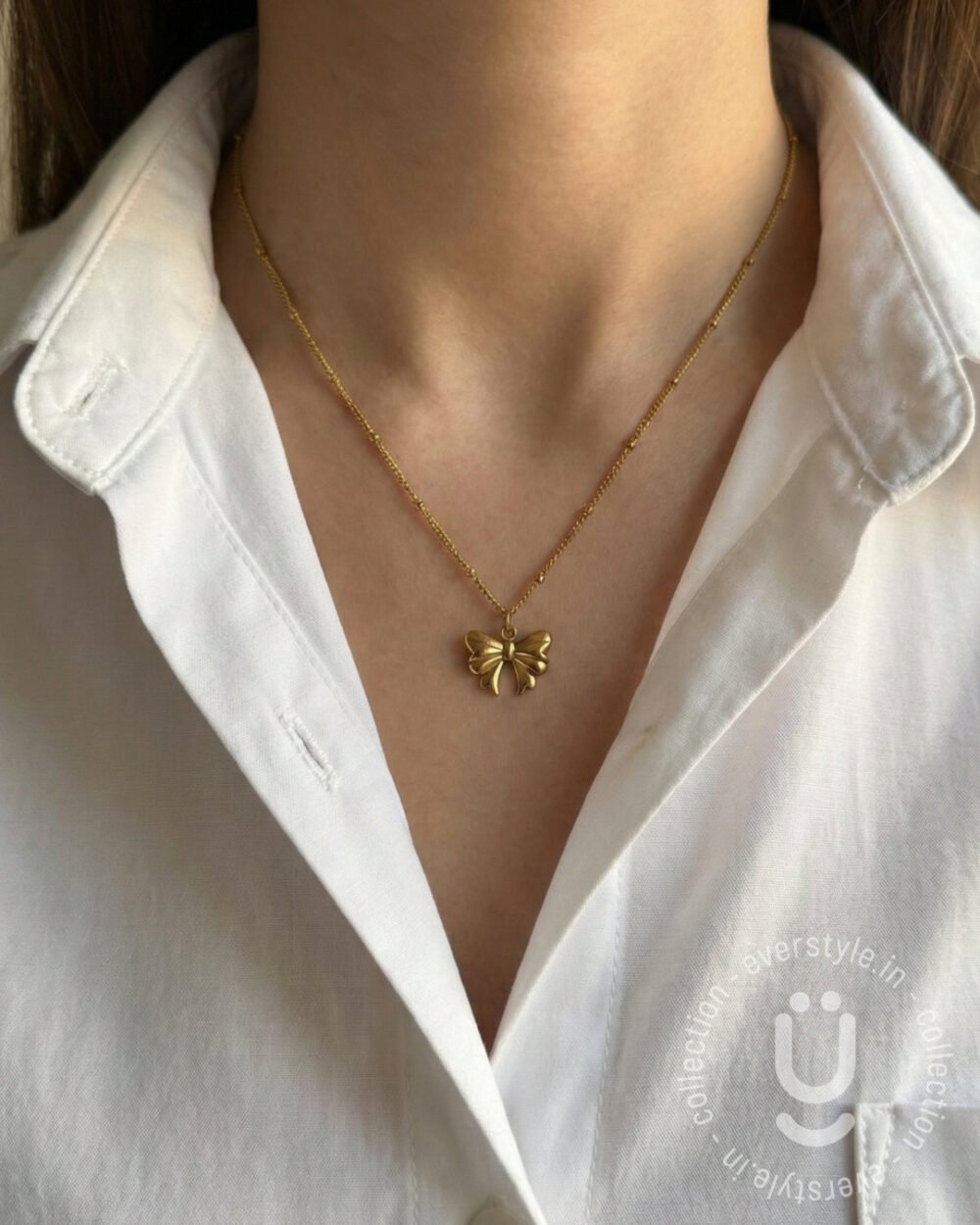 Anti-Tarnish Gold Bow Necklace