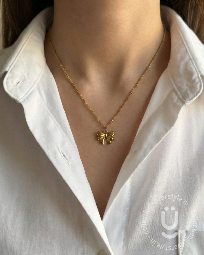 Anti-Tarnish Gold Bow Necklace