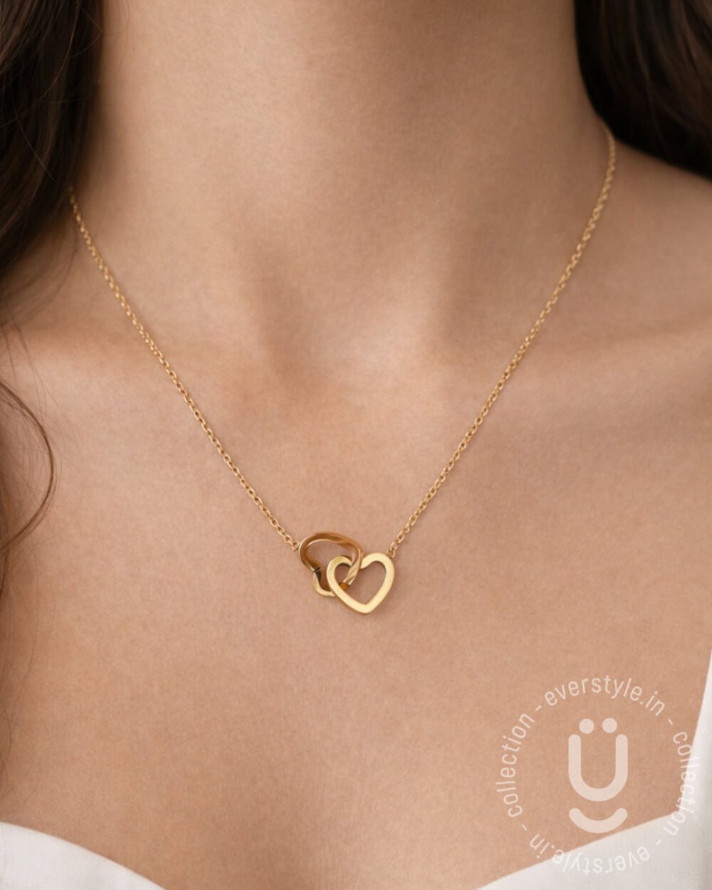Anti-Tarnish Gold Double Heart Necklace