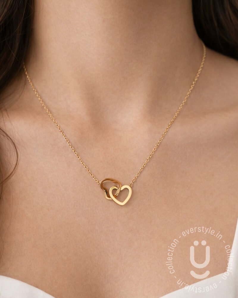 Anti-Tarnish Gold Double Heart Necklace