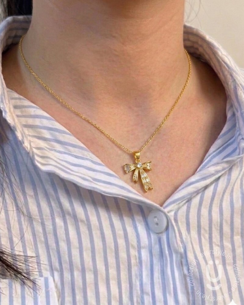 Anti-Tarnish Gold Stone Pendant Necklace