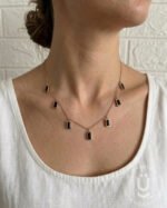 Anti-Tarnish Rose Gold Black Stone Charms Necklace