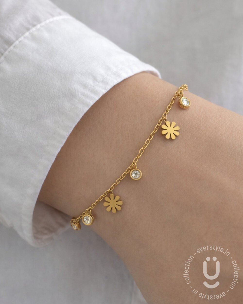 Anti-Tarnish Gold Flower Adjustable Bracelet