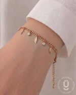 Anti-Tarnish Rose Gold Leaf Adjustable Bracelet