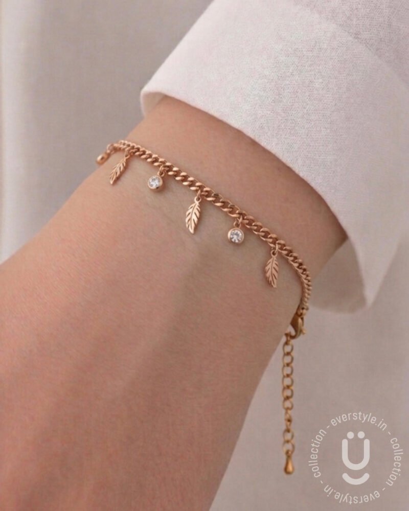 Anti-Tarnish Rose Gold Leaf Adjustable Bracelet