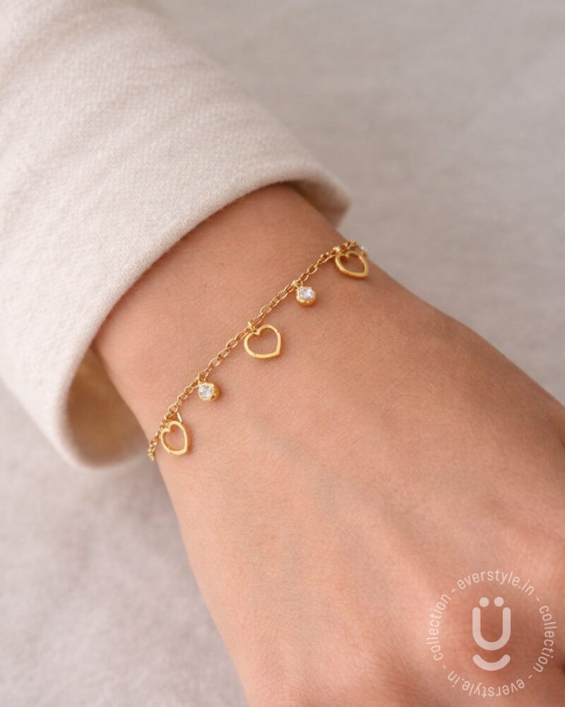 Anti-Tarnish Gold Heart Adjustable Bracelet