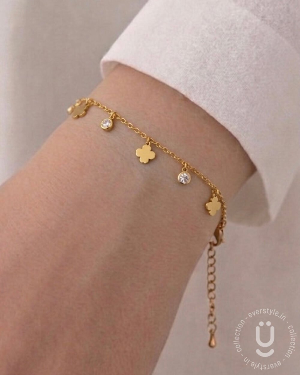 Anti-Tarnish Gold Clover Adjustable Bracelet
