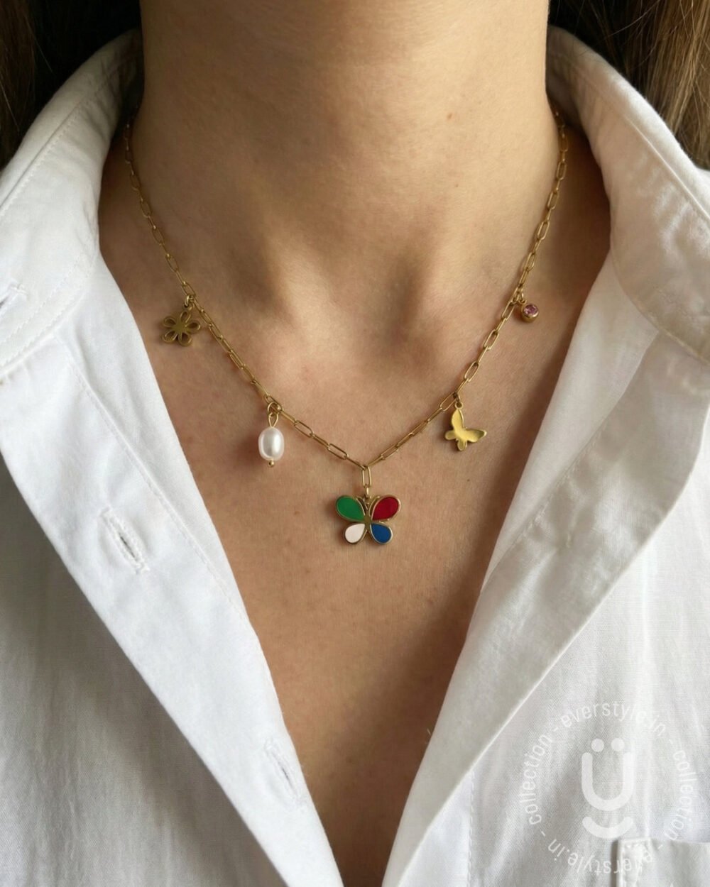 Anti-Tarnish Gold Butterfly Charms Necklace