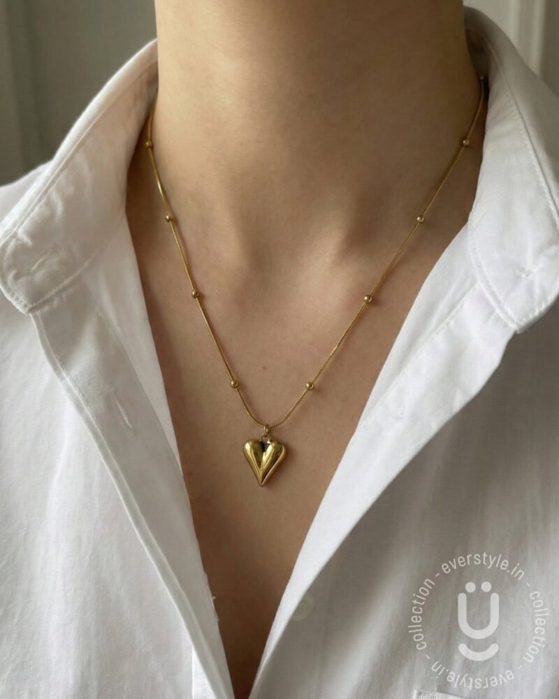 Anti-Tarnish Gold Heart Pendant Necklace
